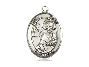 Saint Mark Silver Pendant With 24 Inch Silver Curb Chain Religious