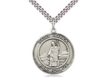 Charger l&#39;image dans la galerie, Saint Patrick&#39;s Medal With 24 Inch Silver Curb Chain Religious