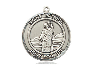 Saint Patrick's Medal With 24 Inch Silver Curb Chain Religious