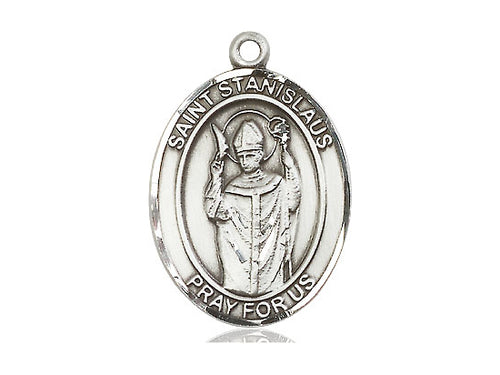 Saint Stanislaus Silver Pendant With 24 Inch Silver Chain Religious