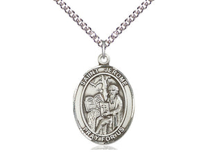 Saint Jerome Silver Pendant And Chain