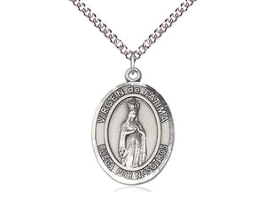 Silver Virgin De Fatima Pendant With 18 Inch Silver Chain Religious