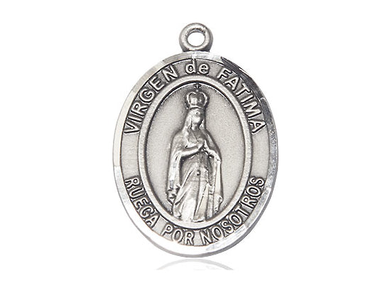 Silver Virgin De Fatima Pendant With 18 Inch Silver Chain Religious