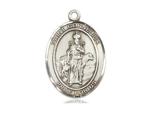 Saint Cornelius Silver Pendant And Chain Religious
