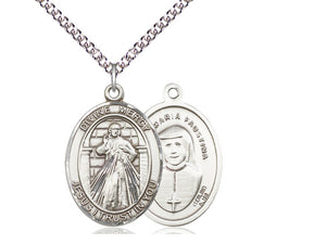 Divine Mercy Silver Pendant With Chain Religious
