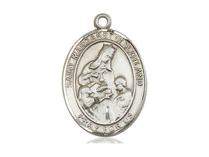 Saint Margaret Of Scotland Silver Pendant With Chain