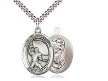 Cargar imagen en el visor de la galería, Saint Christopher Football Silver Pendant With Chain Religious