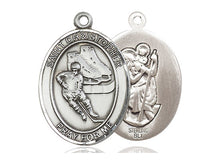 Cargar imagen en el visor de la galería, Saint Christopher Silver Hockey Pendant With Chain Religious