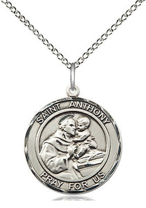 Saint Anthony Silver Pendant And 18 Inch Silver Chain Religious