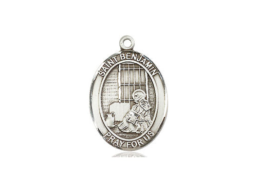 Saint Benjamin Silver Pendant And Chain Religious