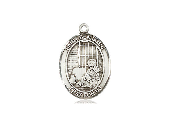 Saint Benjamin Silver Pendant And Chain Religious