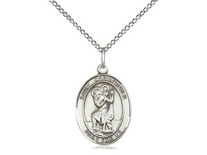 Saint Christopher Silver Pendant With Chain