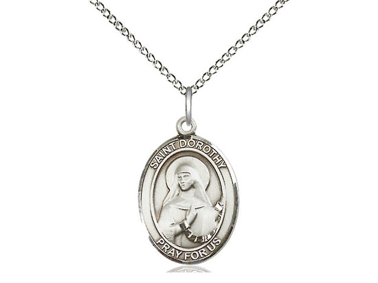 Saint Dorothy Silver Pendant With Chain Religious