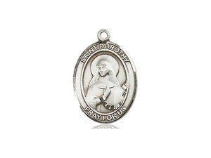Saint Dorothy Silver Pendant With Chain Religious