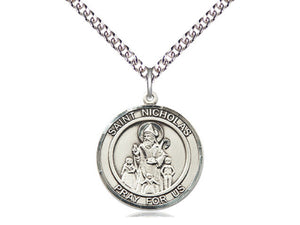 Saint Nicholas Silver Pendant With Silver Chain