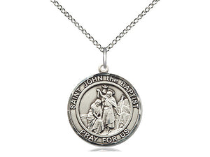 Saint John The Baptist Medal With 18 Inch Silver Chain Religious
