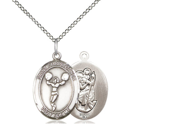 Cheerleading St Christopher Silver Pendant With Chain