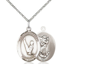 Saint Christopher Gymnastics Silver Pendant With Chain Religious