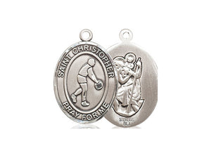 Saint Christopher Basketball Silver Pendant With Chain