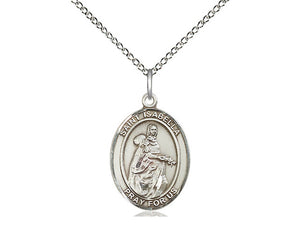 Saint Isabella of Portugal Silver Pendant And Chain Religious
