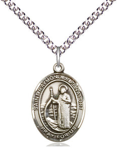 Saint Raymond Of Penafort Silver Pendant And Chain Religious