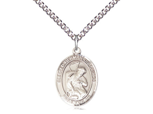 Saint Herman The Cripple Silver Pendant And Chain