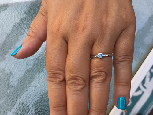 Silver Blue Topaz Stackable Ring