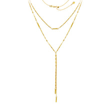 Load image into Gallery viewer, 14K Yellow Gold Double Layer Adjustable Lariat Y Necklace