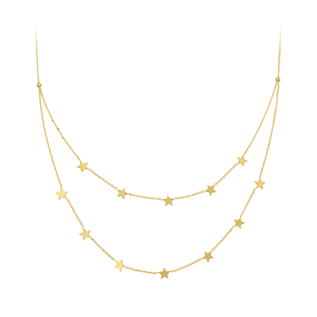 Double Layer 14 K Gold Star Necklace