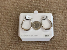Load image into Gallery viewer, Silver Oval Hoop Earrings