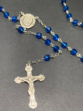 Load image into Gallery viewer, Silver And Austrian Crystal Capri Blue Rosary Beads