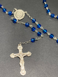 Silver And Austrian Crystal Capri Blue Rosary Beads