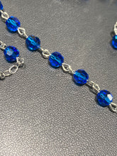 Load image into Gallery viewer, Silver And Austrian Crystal Capri Blue Rosary Beads