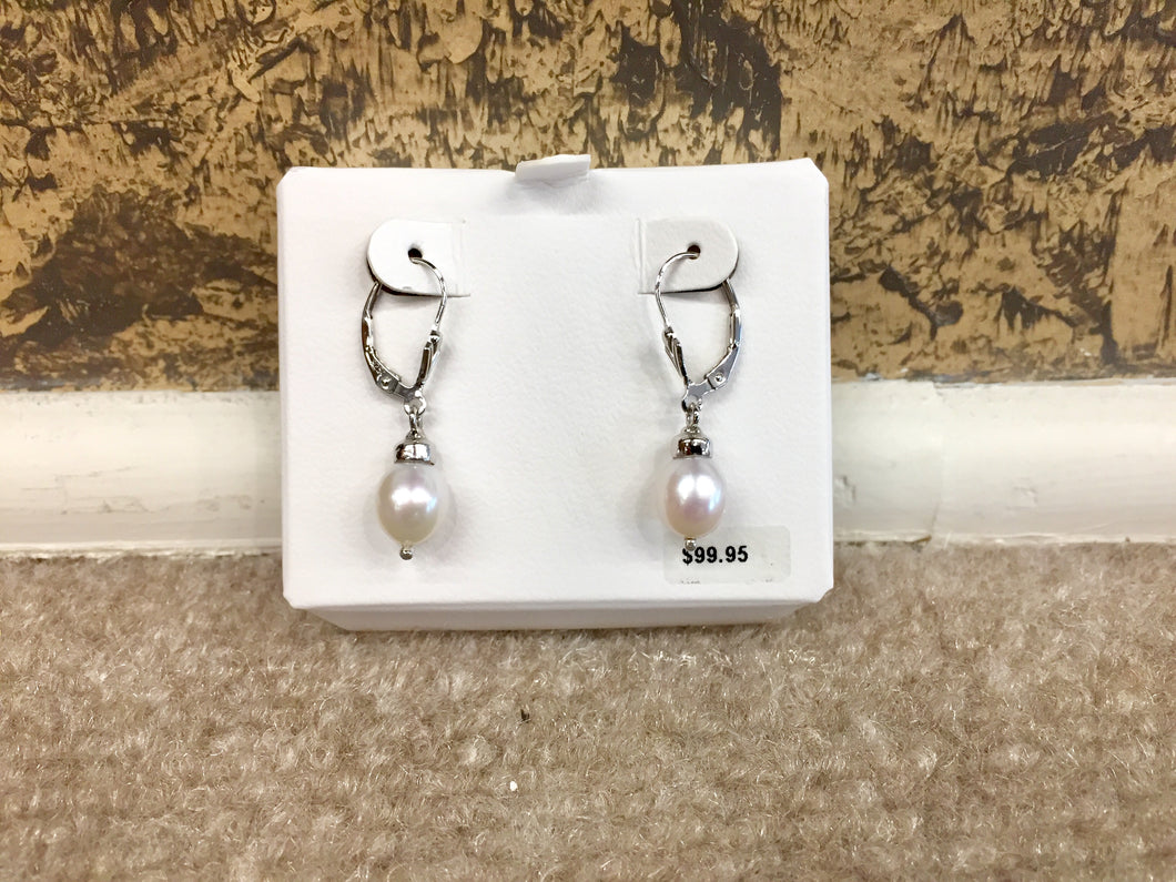 Pearl Silver Dangle Earrings