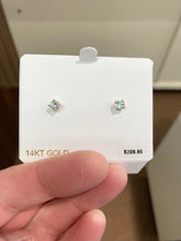 Load image into Gallery viewer, Sky Blue Topaz 14 K Yellow Gold Stud Earrings