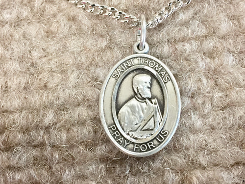 Saint Thomas The Apostle Silver Pendant With Chain Religious