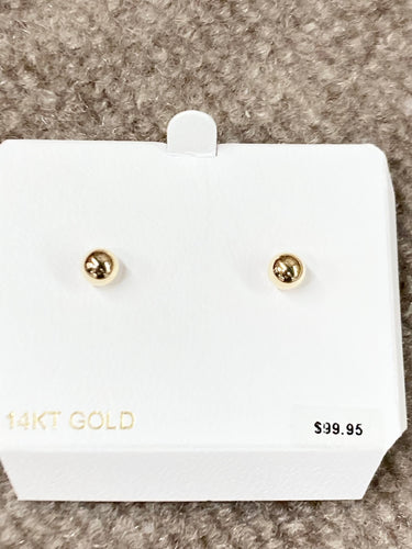 Gold Ball Earrings 6 Millimeters