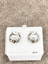 Load image into Gallery viewer, Silver Claddagh Hoop Earrings