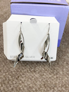 Silver Wire Leaf Dangle Earrings