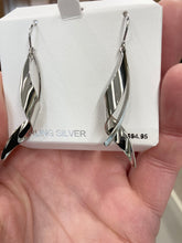 Load image into Gallery viewer, Silver Wire Leaf Dangle Earrings