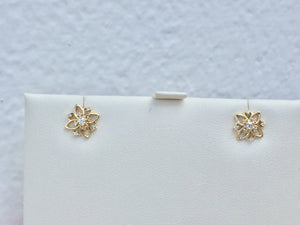Diamond 14 K Gold Earrings