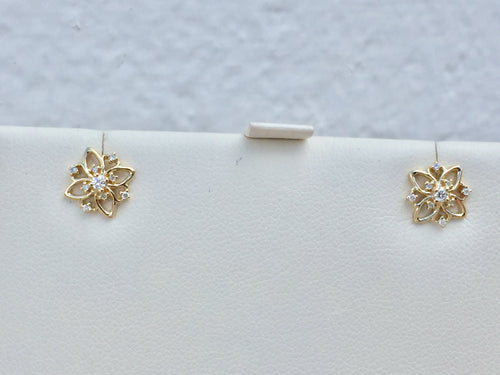 Diamond 14 K Gold Earrings