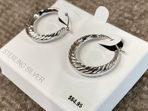 Swirled Shell Silver Hoop Earrings