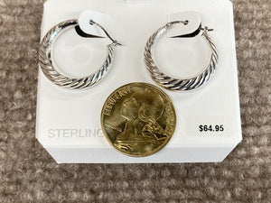Swirled Shell Silver Hoop Earrings