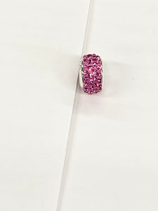 Pink Crystal Silver Bead