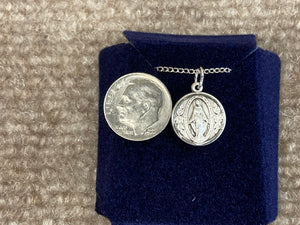 Miraculous Medal Silver Round With Chain Religious