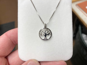 Silver Diamond Tree Of Life Pendant