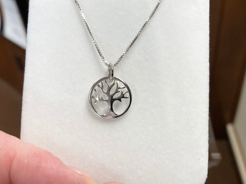 Silver Diamond Tree Of Life Pendant