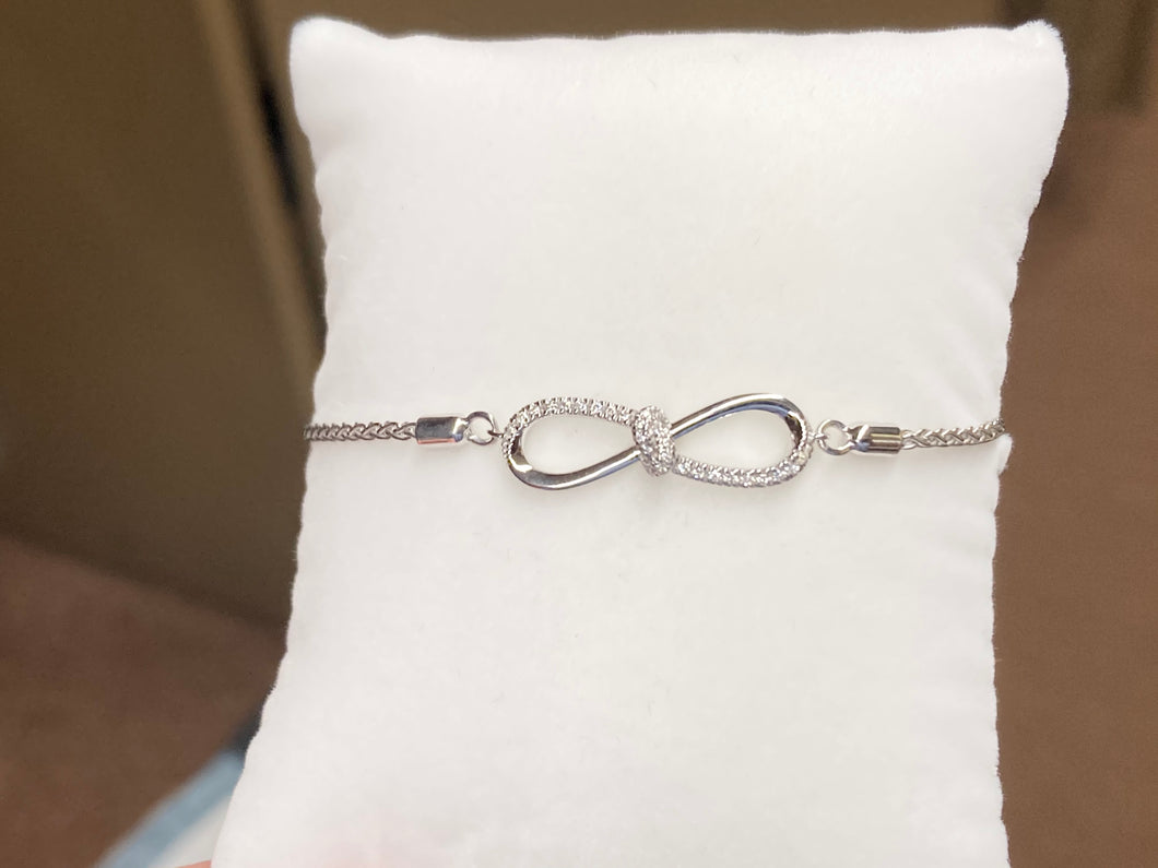 Diamond Infinity Silver Bolo Bracelet