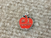 Load image into Gallery viewer, Number One Teachers Apple Silver Charm
